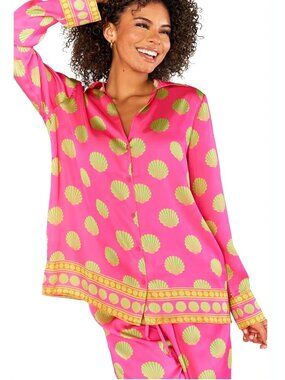 Show Me Your Mumu Early Night PJ Set XL Hot Pink Green Sleepy Shells Lounge Wear